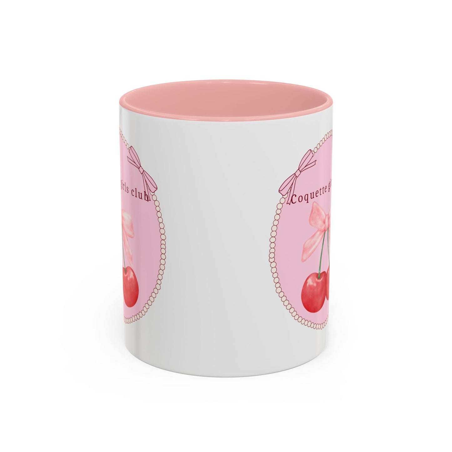 Coquettish Cherry Accent Coffee Mug Pink